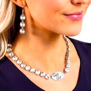 🙏🤍 “GOD’S GIRL” WHITE NECKLACE WITH FREE MATCHING EARRINGS ~ PAPARAZZI❗️